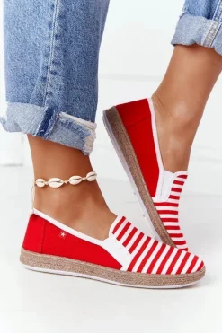 Big Star Shoes Damskie Espadryle Big Star HH276003 Czerwono-Białe