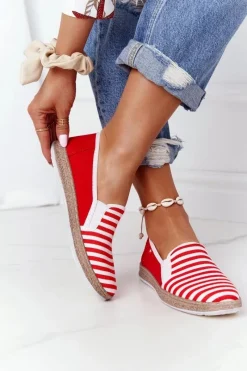 Big Star Shoes Damskie Espadryle Big Star HH276003 Czerwono-Białe