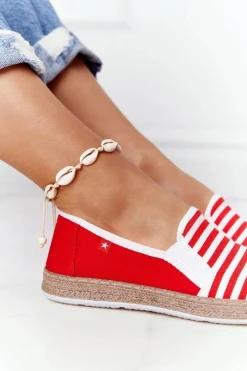 Big Star Shoes Damskie Espadryle Big Star HH276003 Czerwono-Białe