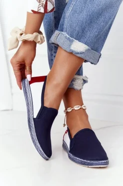 Best Big Star Shoes Damskie Espadryle Big Star HH276008 Granatowo-Białe