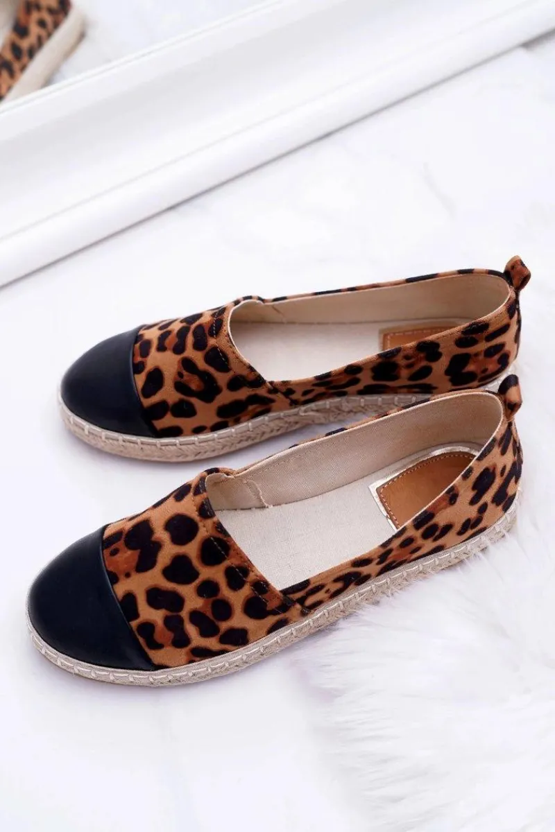 Czarne Espadryle>Boto Damskie Espadryle Leopard Flaty