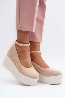 Sandały Na Koturnie>Boto Damskie Espadryle Na Koturnie Jasnobeżowe Malla Beżowy