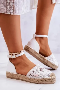 Czarne Espadryle>Boto Damskie Espadryle Na Plecionej Platformie Białe Calise