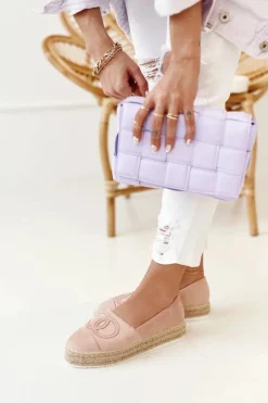 Clearance Damskie Espadryle Na Słomkowej Platformie Różowe Febi Damskie Czarne Espadryle