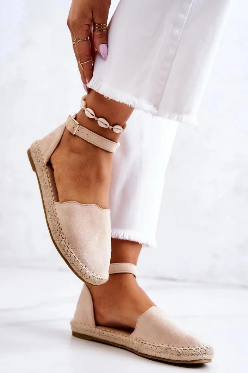 Czarne Espadryle>Evento Damskie Espadryle Na Sprzączkę Jasnobeżowe Bonetti