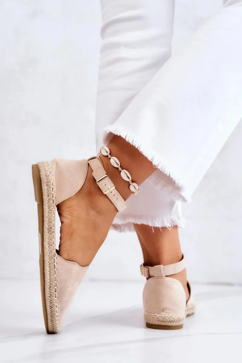 Czarne Espadryle>Evento Damskie Espadryle Na Sprzączkę Jasnobeżowe Bonetti