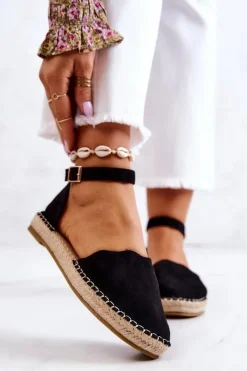 Clearance Evento Damskie Espadryle Na Sprzączkę Czarne Bonetti