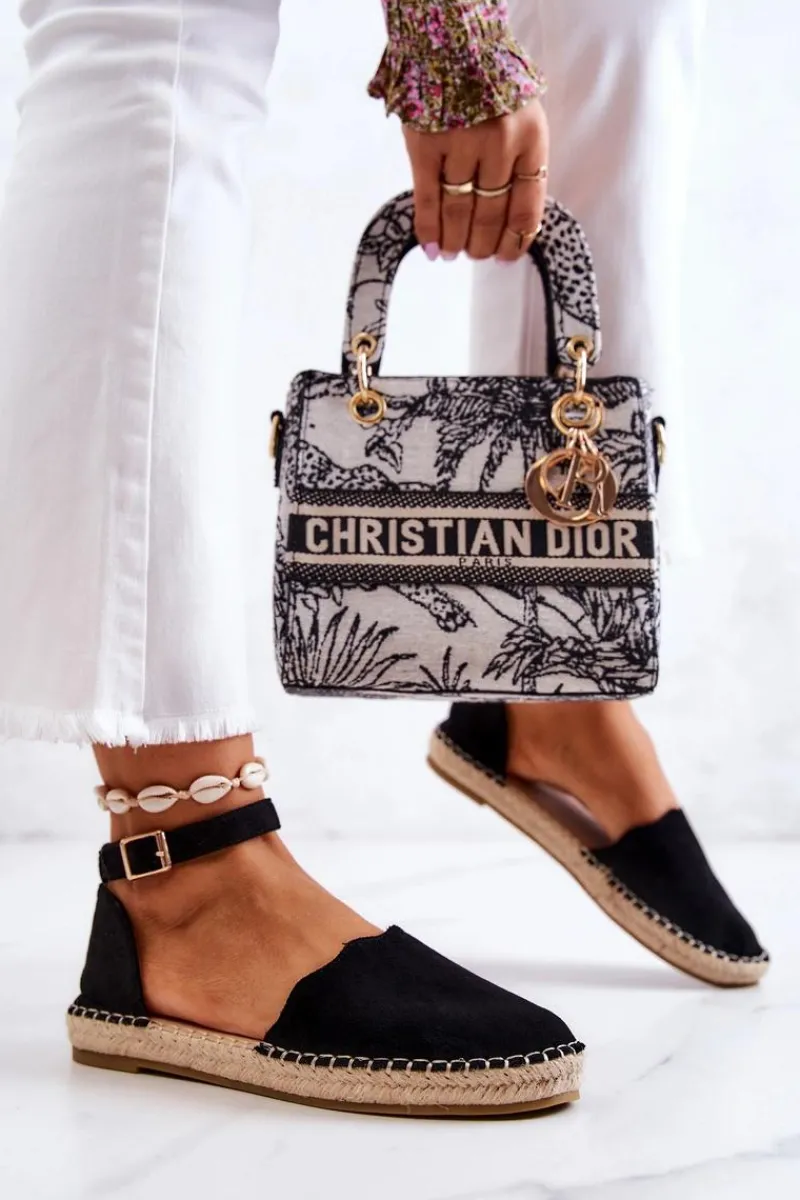 Clearance Evento Damskie Espadryle Na Sprzączkę Czarne Bonetti