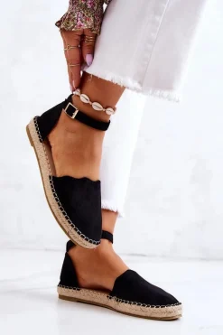 Clearance Evento Damskie Espadryle Na Sprzączkę Czarne Bonetti