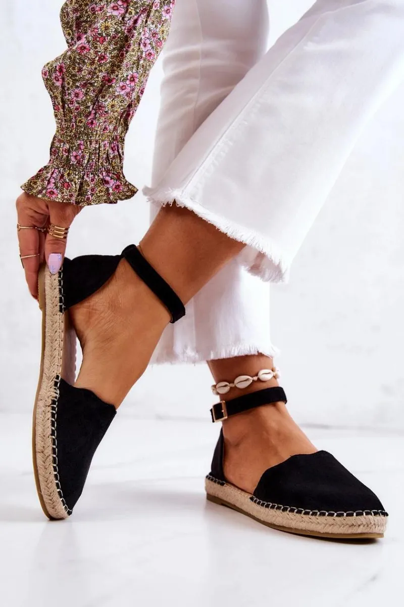Clearance Evento Damskie Espadryle Na Sprzączkę Czarne Bonetti