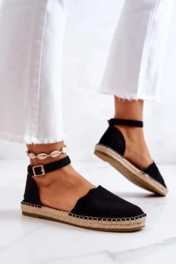 Clearance Evento Damskie Espadryle Na Sprzączkę Czarne Bonetti