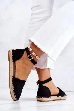 Clearance Evento Damskie Espadryle Na Sprzączkę Czarne Bonetti