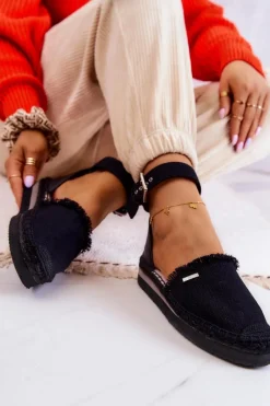 Best Damskie Espadryle Na Sprzączkę Big Star JJ274888 Czarne Damskie Czarne Espadryle