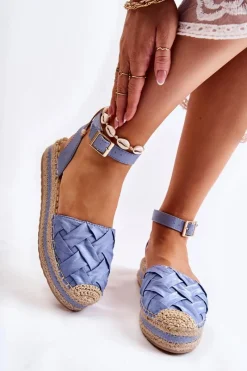 Discount Damskie Espadryle Sandały Na Platformie Niebieskie Susane Damskie Sandały Płaskie|Czarne Espadryle
