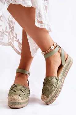 Hot Damskie Espadryle Sandały Na Platformie Zielone Susane Damskie Sandały Płaskie|Czarne Espadryle