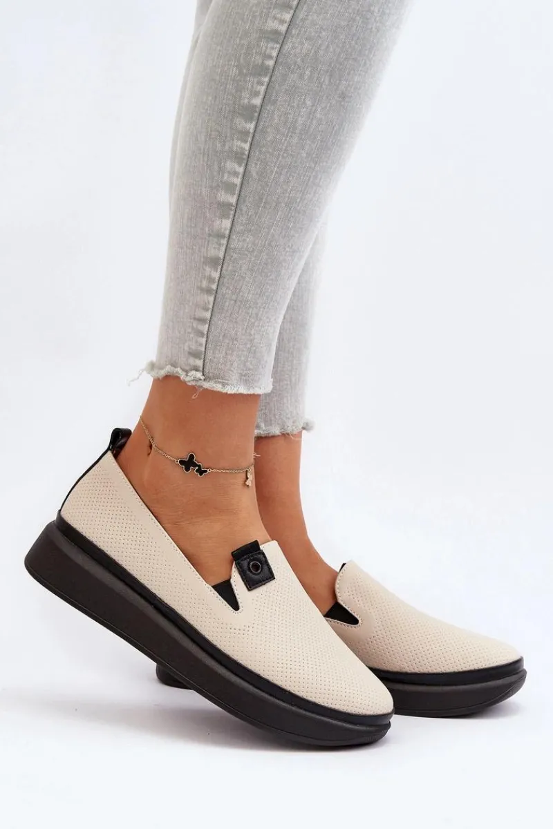 Espadryle Na Platformie>Buty damskie Vinceza Damskie Espadryle Skórzane Na Platformie Beżowe Tigera