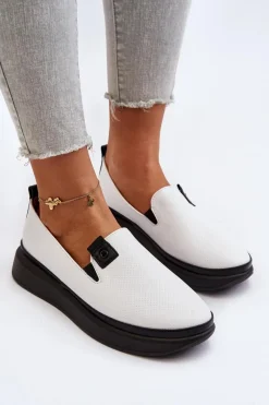 Damskie Espadryle Skórzane Na Platformie Białe Tigera Damskie Espadryle Na Platformie