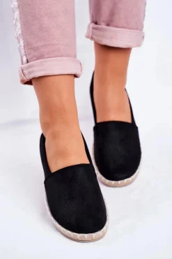 Czarne Espadryle>Evento Damskie Espadryle Wsuwane Czarne Lapu Lapu