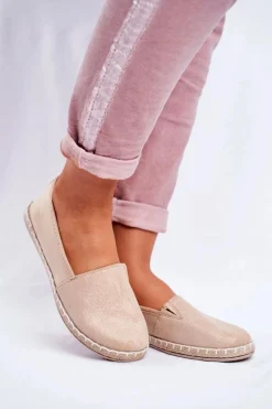 Outlet Evento Damskie Espadryle Wsuwane Beżowe Lapu Lapu