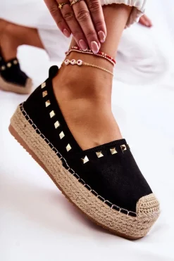 Sale Boto Damskie Espadryle Z Ćwiekami Czarne Laross