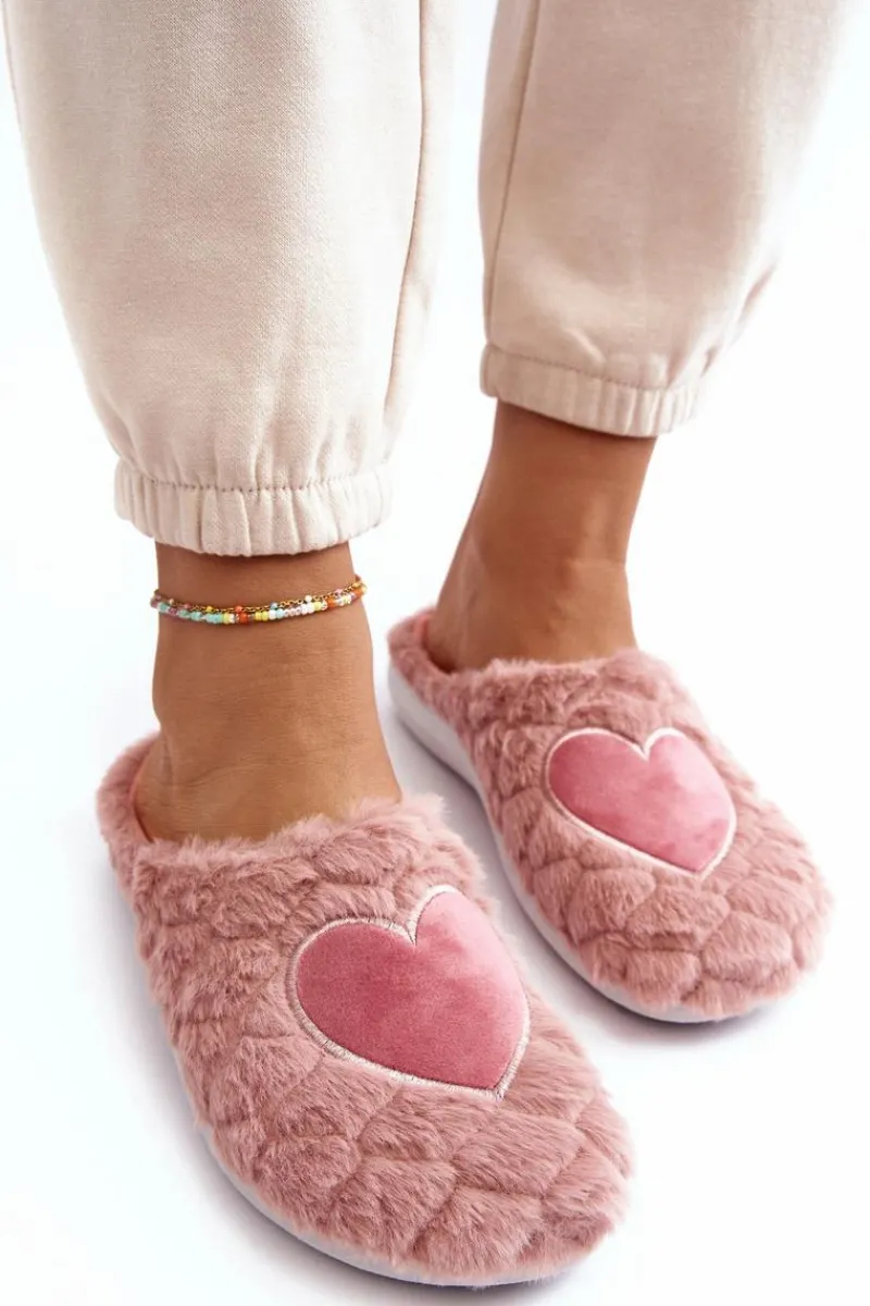 Outlet Damskie Futrzane Obuwie Domowe Kapcie EC000099 Różowe Damskie Kapcie Klasyczne|Klapki Damskie Klasyczne