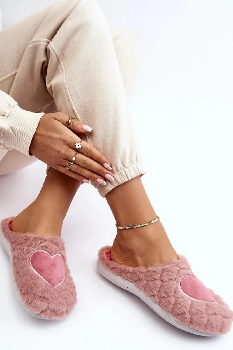 Outlet Damskie Futrzane Obuwie Domowe Kapcie EC000099 Różowe Damskie Kapcie Klasyczne|Klapki Damskie Klasyczne
