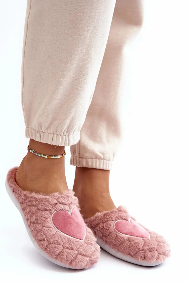 Outlet Damskie Futrzane Obuwie Domowe Kapcie EC000099 Różowe Damskie Kapcie Klasyczne|Klapki Damskie Klasyczne