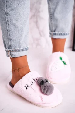 Online Boto Damskie Futrzane Papcie z Królikiem I Marchewką Różowe Follow Me