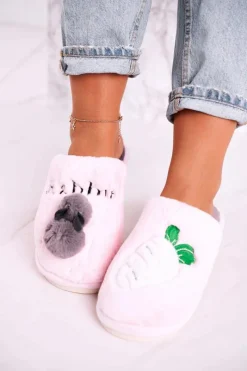 Online Boto Damskie Futrzane Papcie z Królikiem I Marchewką Różowe Follow Me