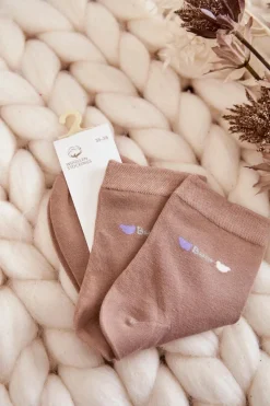 Online COSAS Damskie Gładkie Bawełniane Skarpetki Beżowe