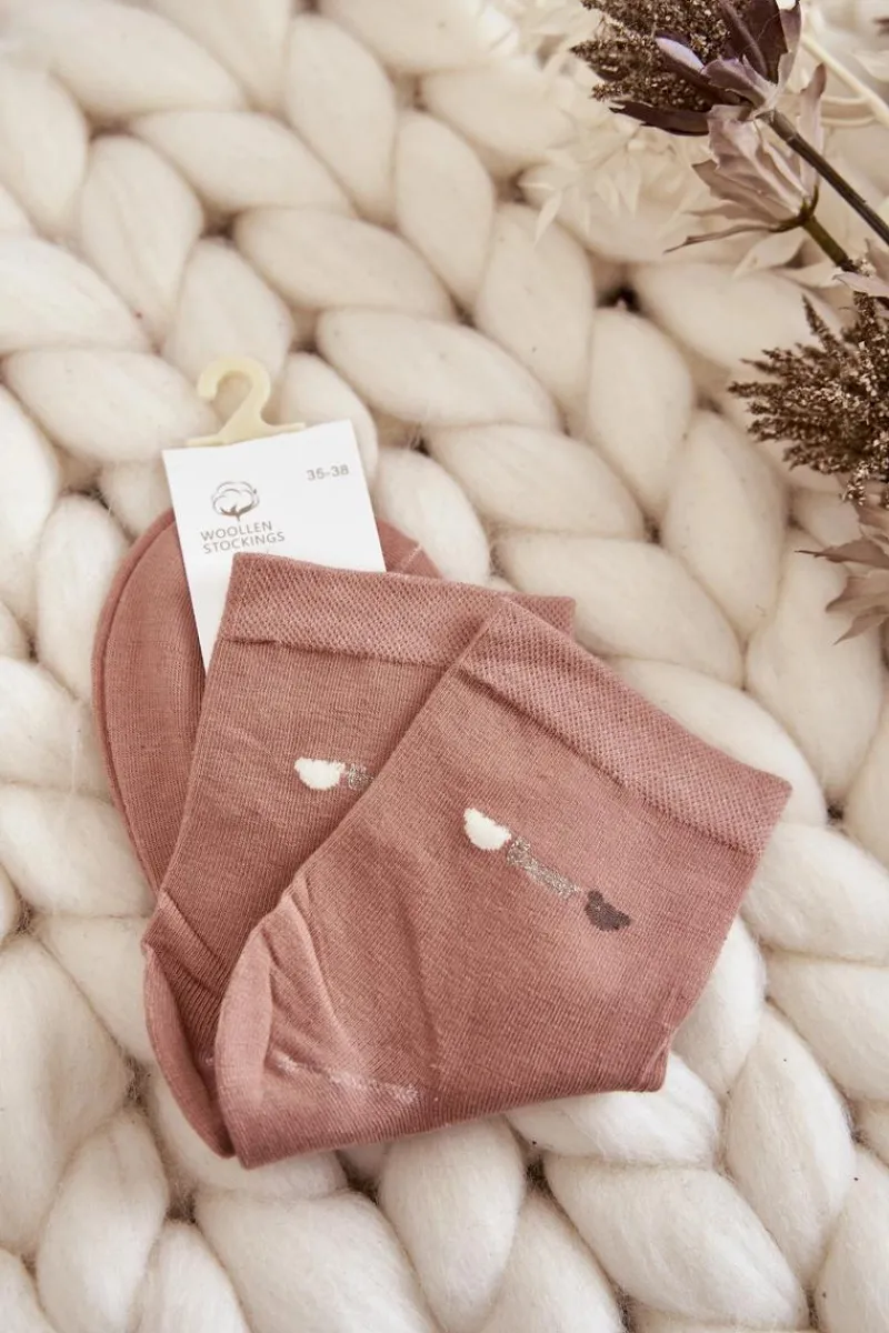 Online Damskie Gładkie Bawełniane Skarpetki Różowe Skarpetki|Skarpetki