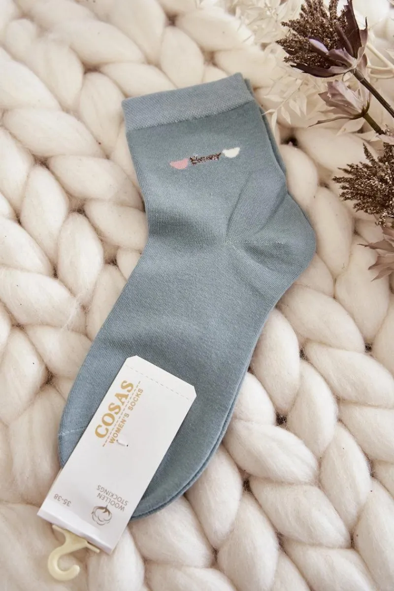 COSAS Damskie Gładkie Bawełniane Skarpetki Zielone