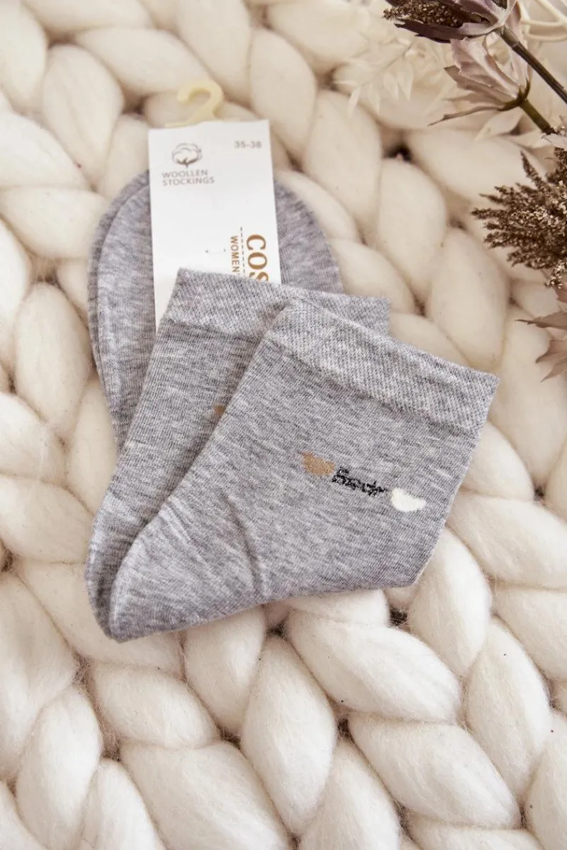 Skarpetki|Skarpetki>COSAS Damskie Gładkie Bawełniane Skarpetki Szary Melanż