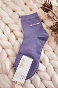 Skarpetki|Skarpetki>COSAS Damskie Gładkie Bawełniane Skarpetki Fioletowe