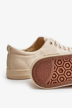 Best Big Star Shoes Damskie Gładkie Niskie Trampki Big Star LL274061 Beżowe