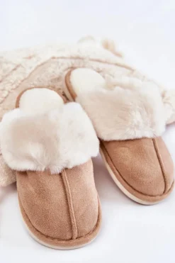 Sale Damskie Gładkie Papcie Z Futerkiem Beżowe Morisea Damskie Kapcie Klasyczne