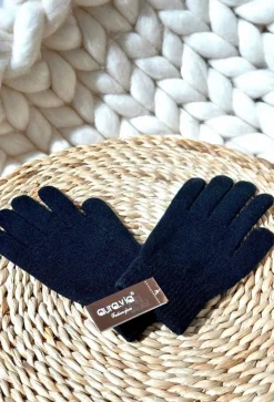 New Aura.via Damskie Gładkie Rękawiczki Czarne