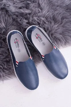 Sale Damskie Granatowe Skórzane Tenisówki Bellara Damskie Półbuty Skórzane|Mokasyny Damskie Skórzane