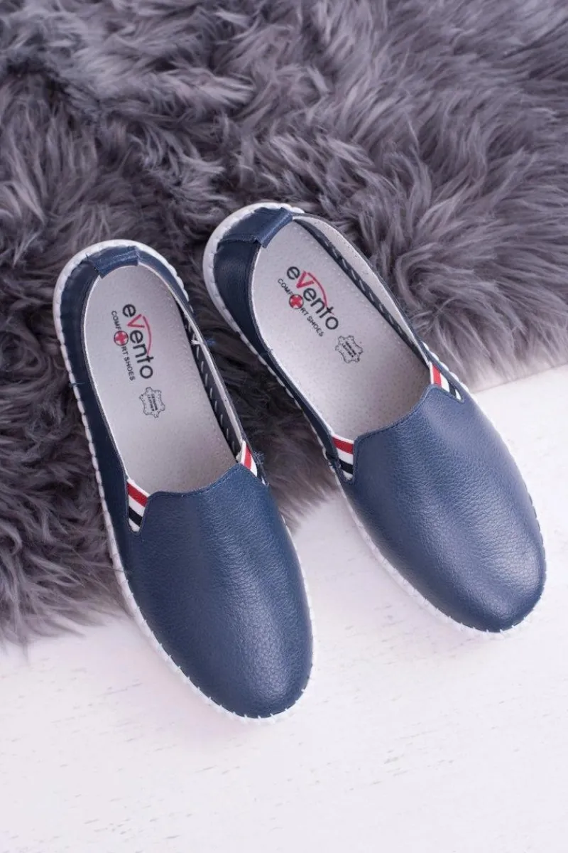 Sale Damskie Granatowe Skórzane Tenisówki Bellara Damskie Półbuty Skórzane|Mokasyny Damskie Skórzane