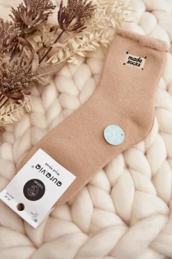 Sale Damskie Grube Skarpety Beżowe Skarpetki|Skarpetki