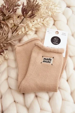 Sale Damskie Grube Skarpety Beżowe Skarpetki|Skarpetki