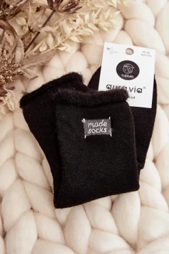 Discount Aura.via Damskie Grube Skarpety Czarne Czarny