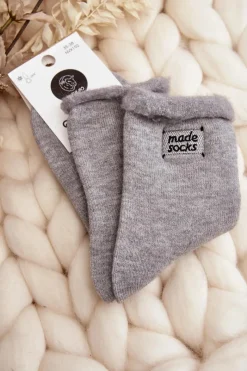 Skarpetki|Skarpetki>Aura.via Damskie Grube Skarpety Szare Szary