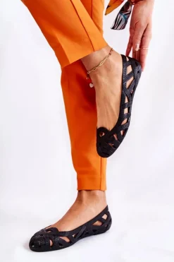 New Damskie Gumowe Baleriny Czarne Indila Damskie Baleriny Klasyczne