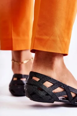 New Damskie Gumowe Baleriny Czarne Indila Damskie Baleriny Klasyczne