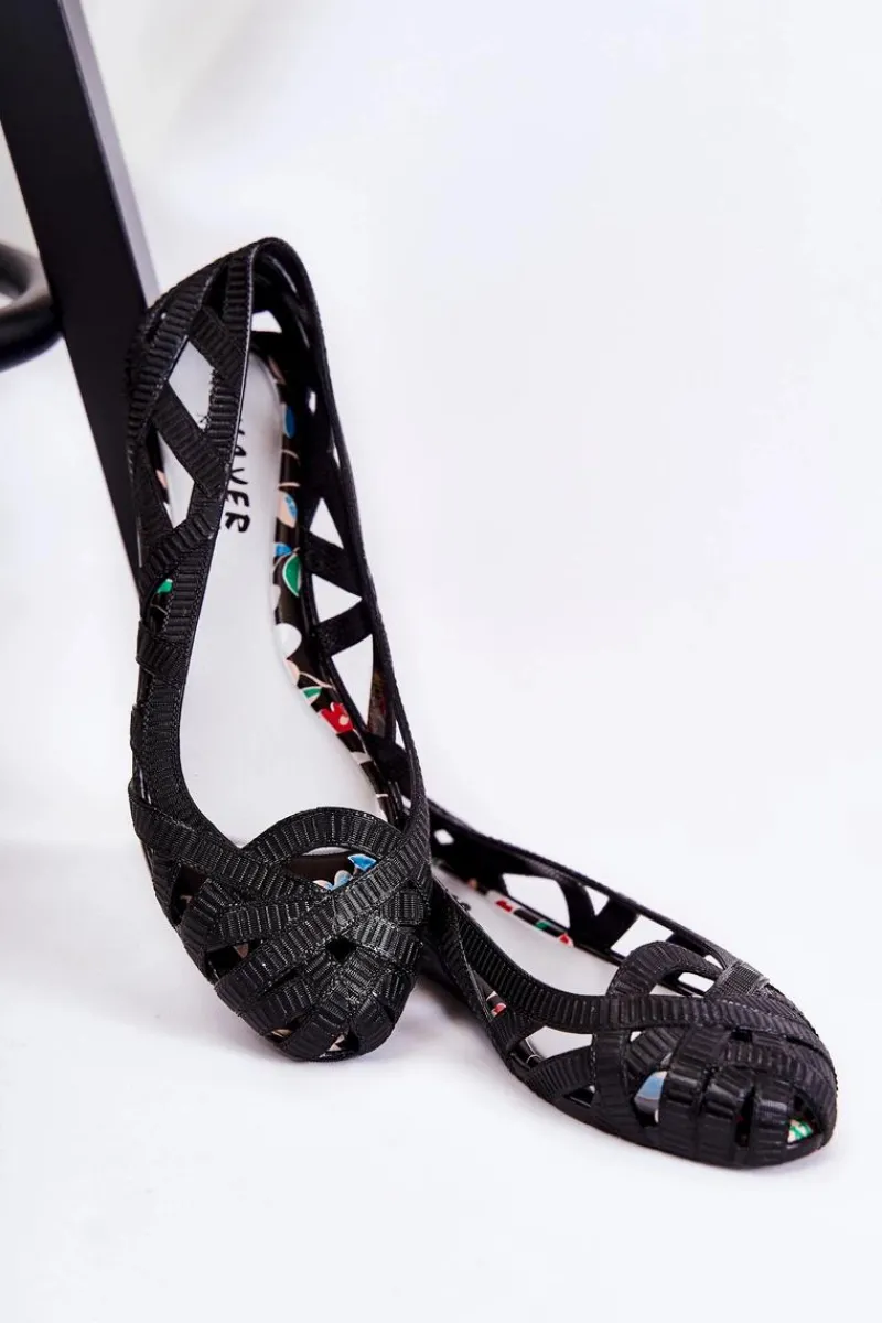 New Damskie Gumowe Baleriny Czarne Indila Damskie Baleriny Klasyczne