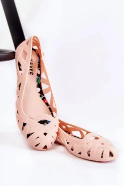 Baleriny Klasyczne></noscript>Boto Damskie Gumowe Baleriny Nude Indila