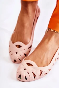 Baleriny Klasyczne></noscript>Boto Damskie Gumowe Baleriny Nude Indila