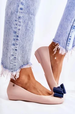 Discount Boto Damskie Gumowe Baleriny Z Kokardą Beżowe Florret