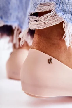 Discount Boto Damskie Gumowe Baleriny Z Kokardą Beżowe Florret